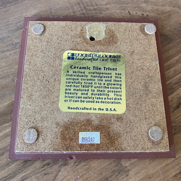 Kokopelli/Maze Embossed Mastercraft Handcrafted Ceramic Art Tile Trivet - Picture 5 of 6